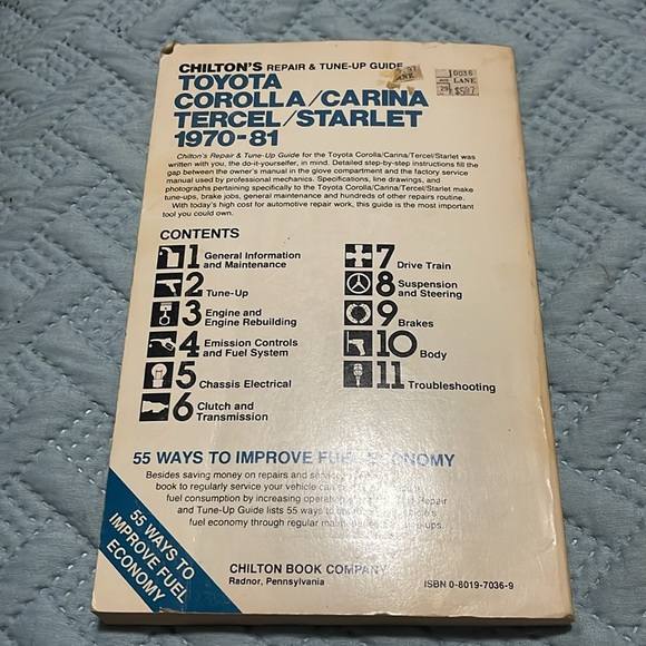 Vintage Chiltons 1970-1981 Toyota Corolla/Carina Tercel/Starlet Repair Guide - Picture 6 of 7